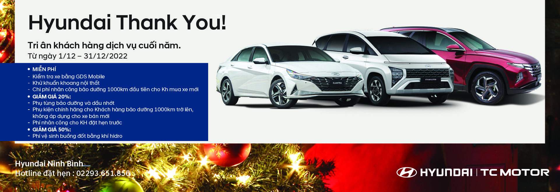 Chương trình khuyến mại dịch vụ tháng 12 - Hyundai Thank You!