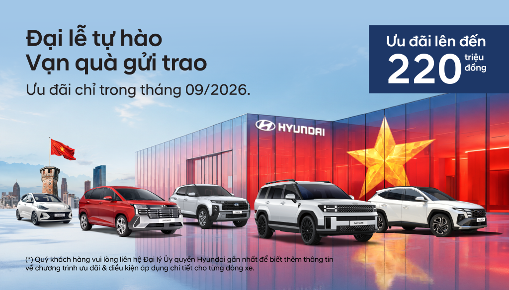 HYUNDAI THÀNH CÔNG TRIỂN KHAI CHƯƠNG TRÌNH ƯU ĐÃI THÁNG 9 – “ĐẠI LỄ TỰ HÀO – VẠN QUÀ GỬI TRAO”